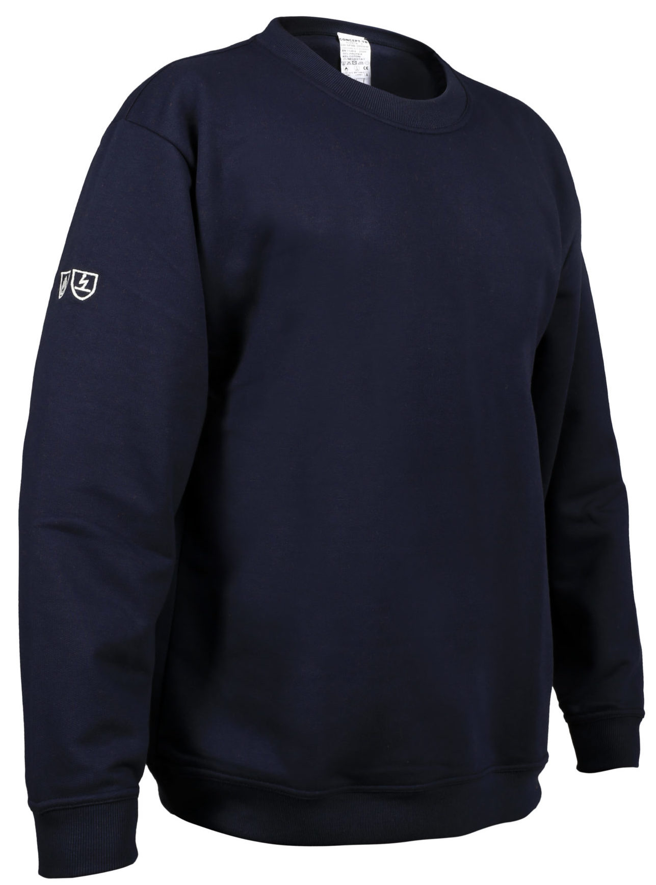 Sweat-shirt Multirisques col rond uni bleu marine