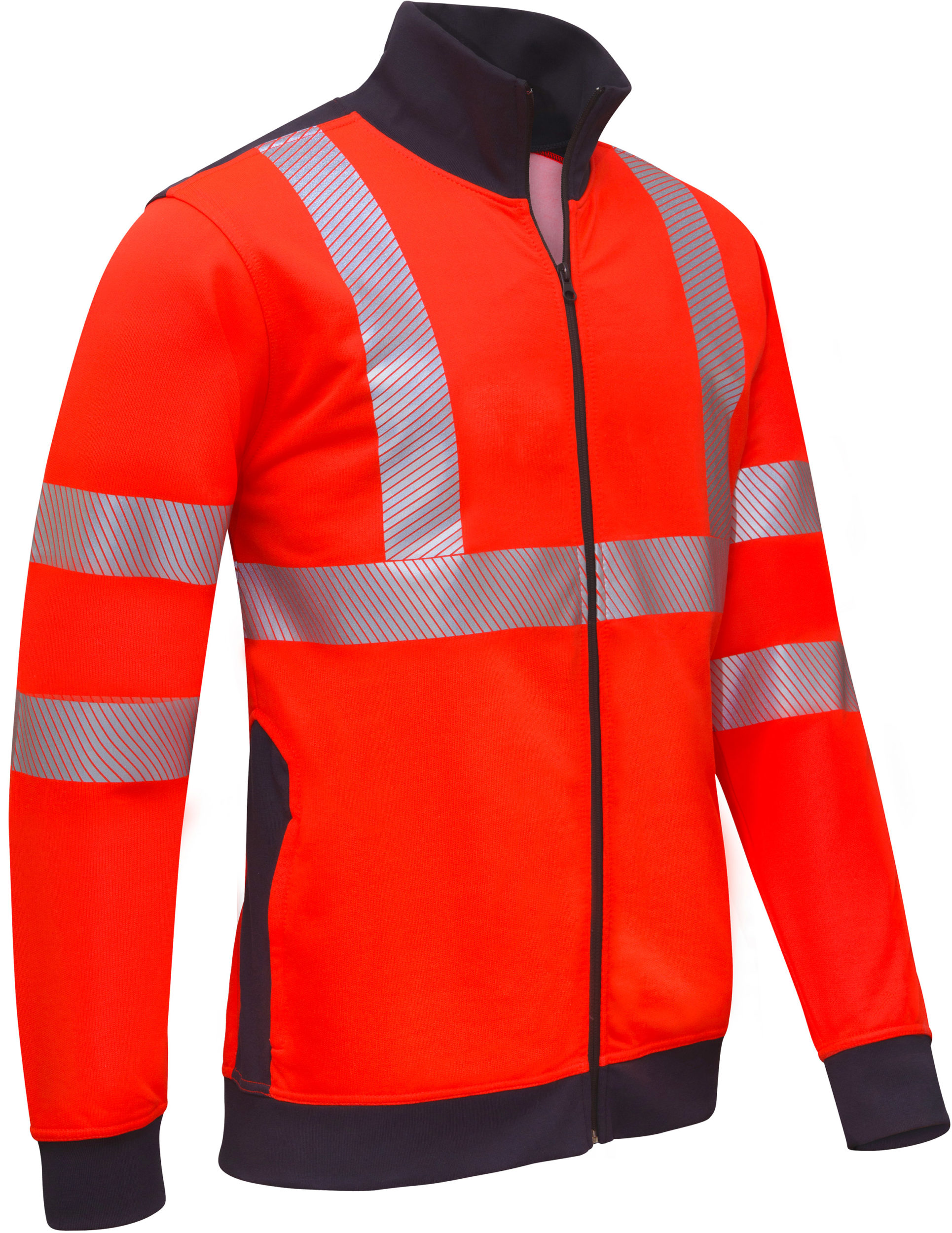 blouson zippé HV rouge fluo - anthracite