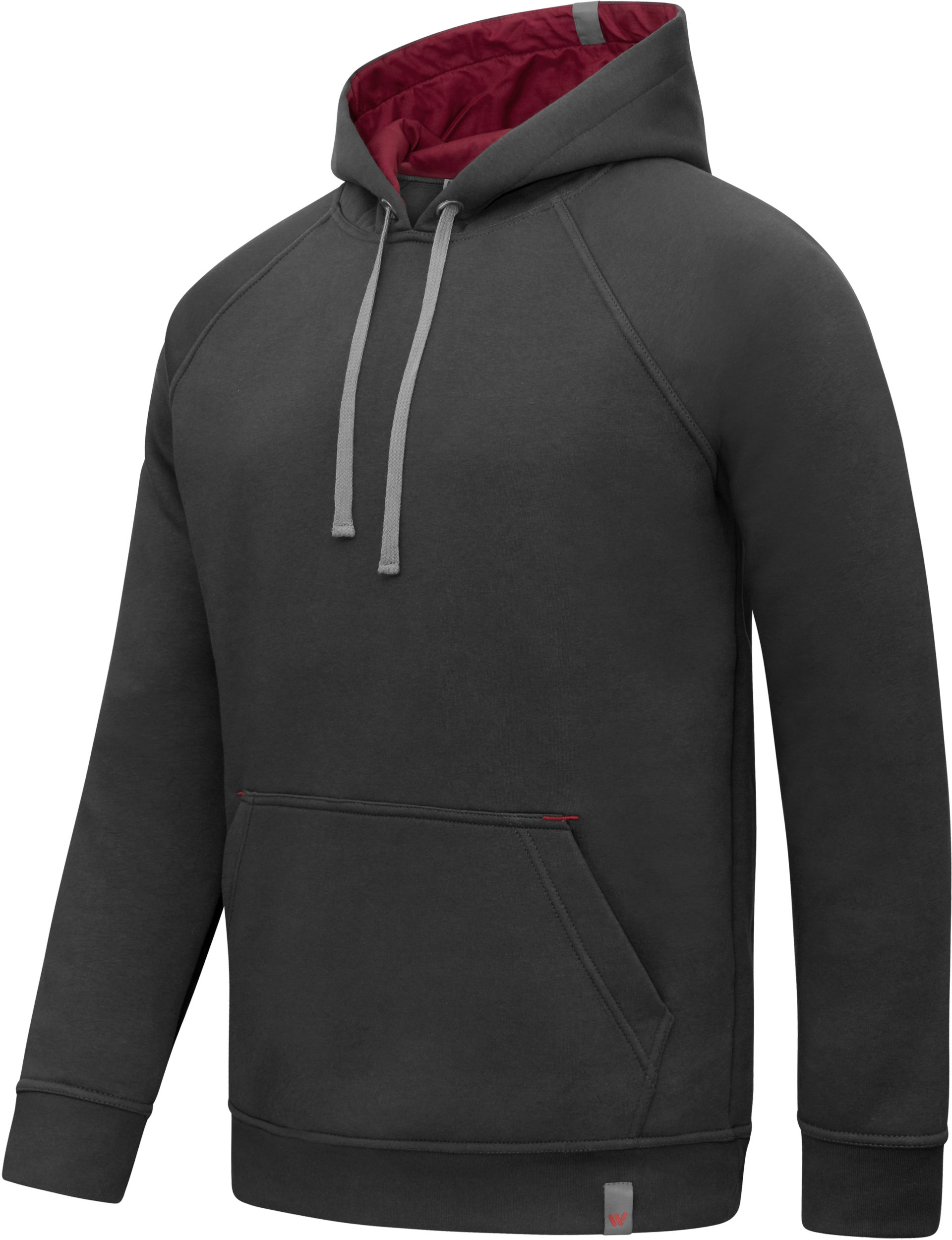 sweat à capuche anthracite - rouge