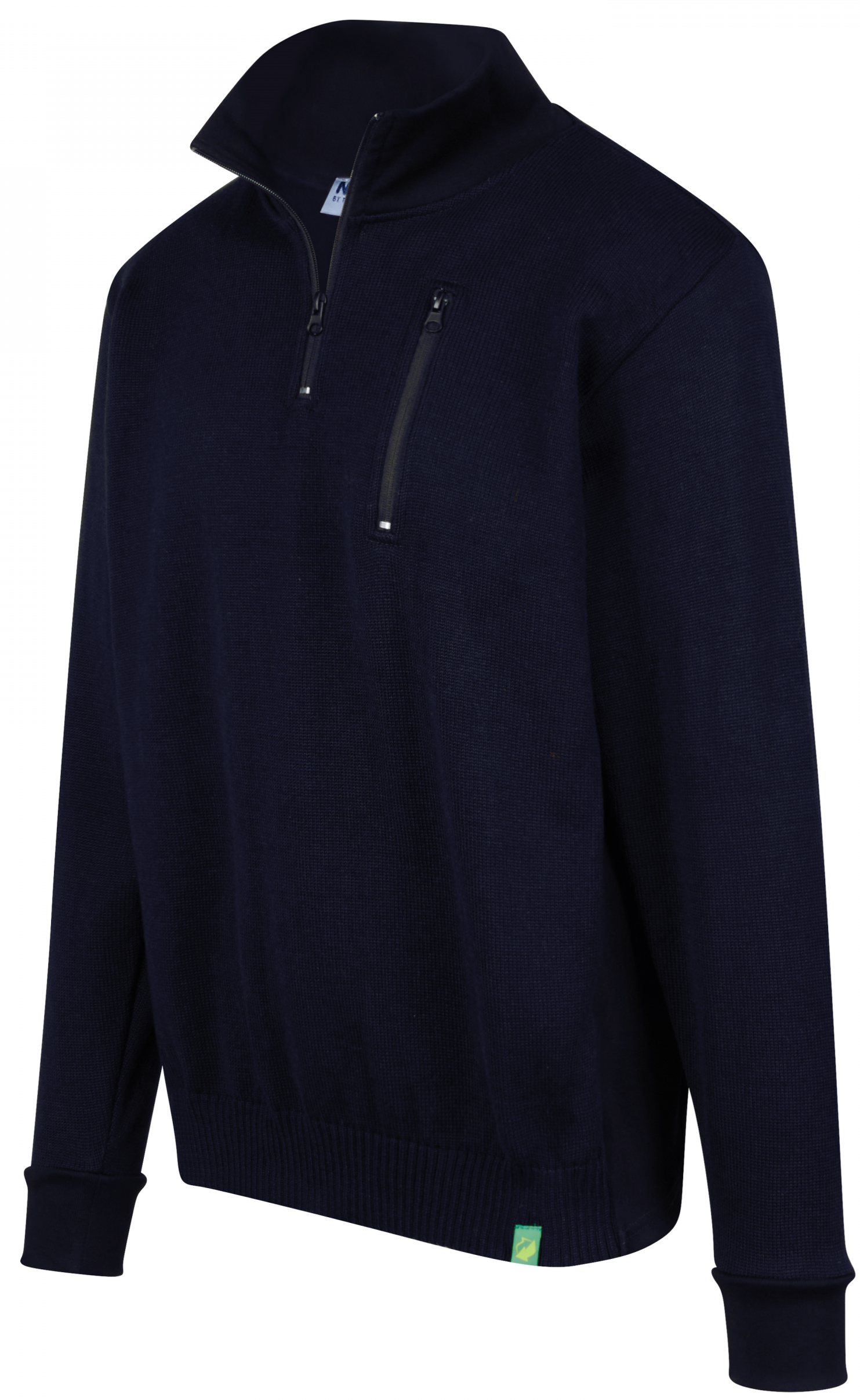 Pull bi-matière col montant zippé